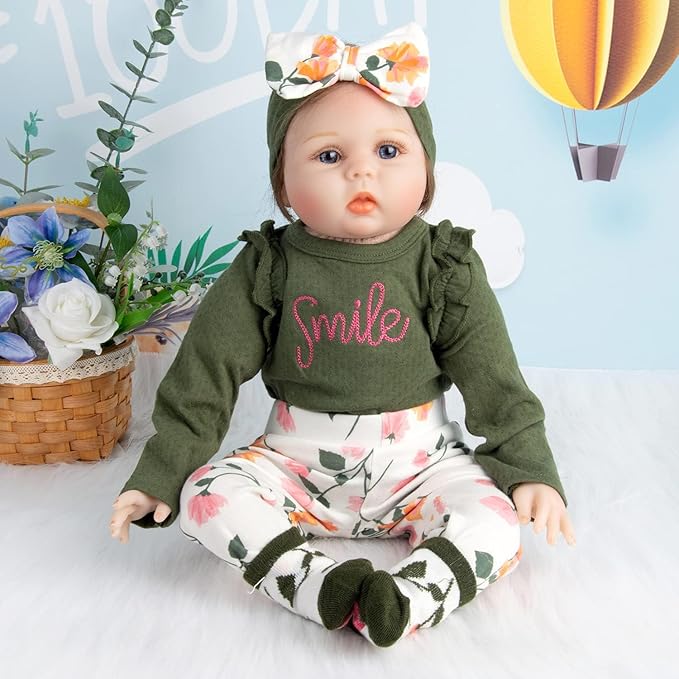 Reborn Baby Doll Clothes 20 Inch Girl 4pcs for 17-22 Inch Silicone Baby Doll Clothes Accessories Sets