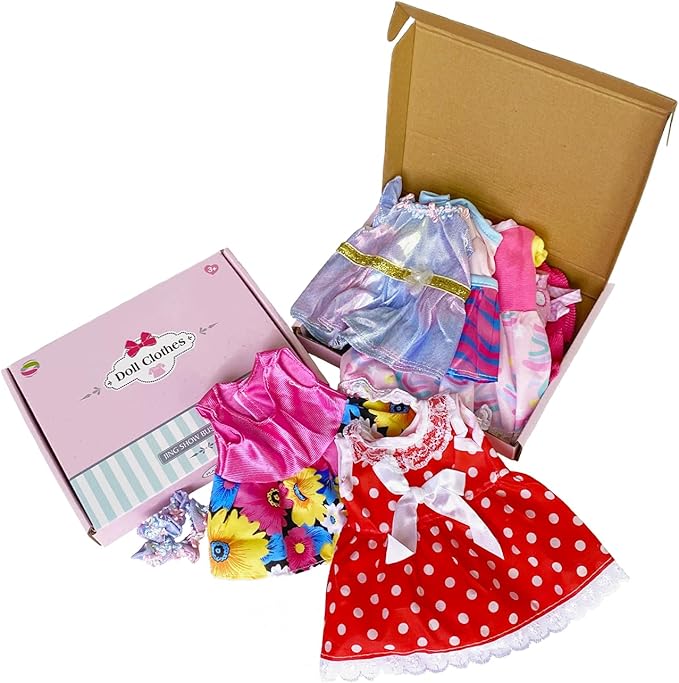 Baby Doll Clothes - 6 Sets Girl Clothes Dress Baby Outfits Accessories for 10 11 12 Inch Doll.