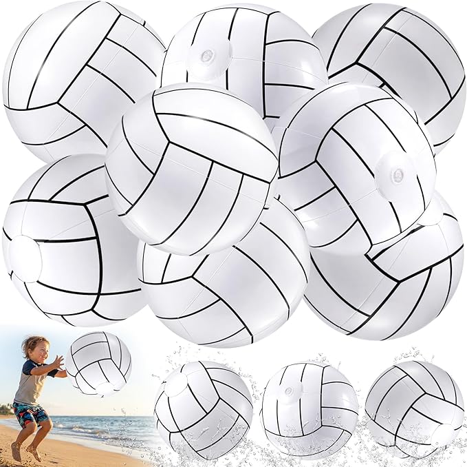 Sosation 8 Pcs Inflatable Sports Balls 16 Inch Inflatable Beach Ball Blow up Sports Party Decorations Swimming Pool Summer Pool Toys for Indoor Outdoor Beach (Volleyball)