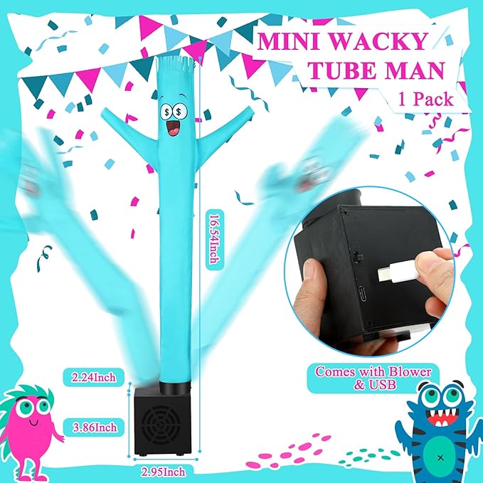 Poen Easter Gifts for Kids Mini Wacky Waving Inflatable Tube Guy with Blower Gag Toy Gift Inflatable Tube Man Birthday Desktop Decor Dancing Blow up Man for Office Party Decor(Miser)