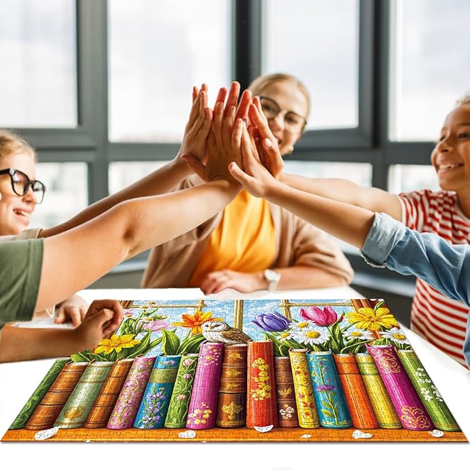 Jigsaw Puzzles for Adults 1000 Piece Puzzle for Adults 1000 Pieces Puzzle 1000 Pieces-Books and Flowers