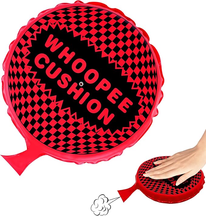 Whoopie Cushion, 9" Woopie Cushion, Self Inflating Whoopee Cushion, Woopy Cushion Fart Bag for Boys and Girls, Goodie Bag Stuffers Fart Pillow Makes Gas Sounds, Novelty Prank Gag White Elephant Gifts