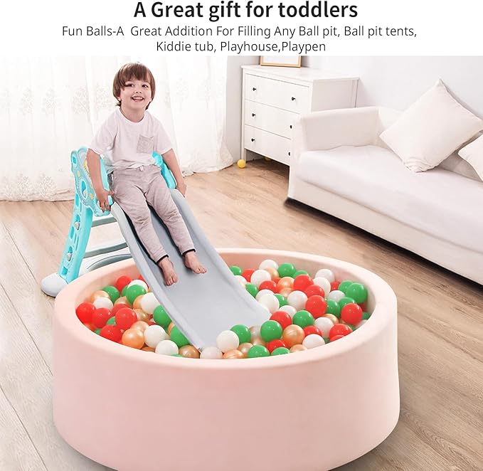 STARBOLO Ball Pit Balls for Toddlers Pack of 100 200 500 - BPA&Phthalate Free Non-Toxic Crush Proof Soft Plastic Balls for 1-5Years Old Toddlers Girl Kids Birthday Pool Playpen Tent Party