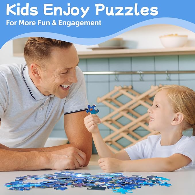 100-Piece Colorful Ocean Puzzles for Kids Ages 4-6 6-8 8-10, 100-Piece Jigsaw Puzzle with Dolphins, Sea Turtles, Fish & Coral – Educational Toy for Boys & Girls – Underwater Animal Puzzle Game