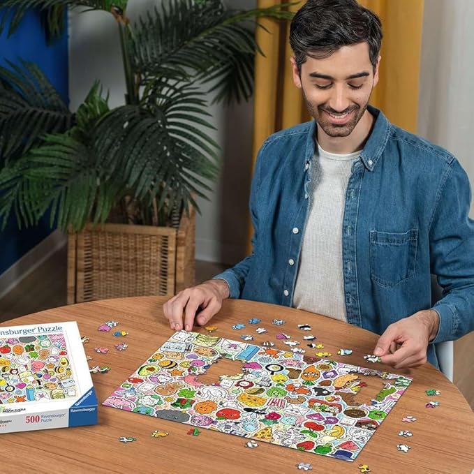 Ravensburger Cute Kawaii Chaos 500 Piece Jigsaw Puzzle – Playful Character Packed Artwork, Fun Challenge for Teens & Adults