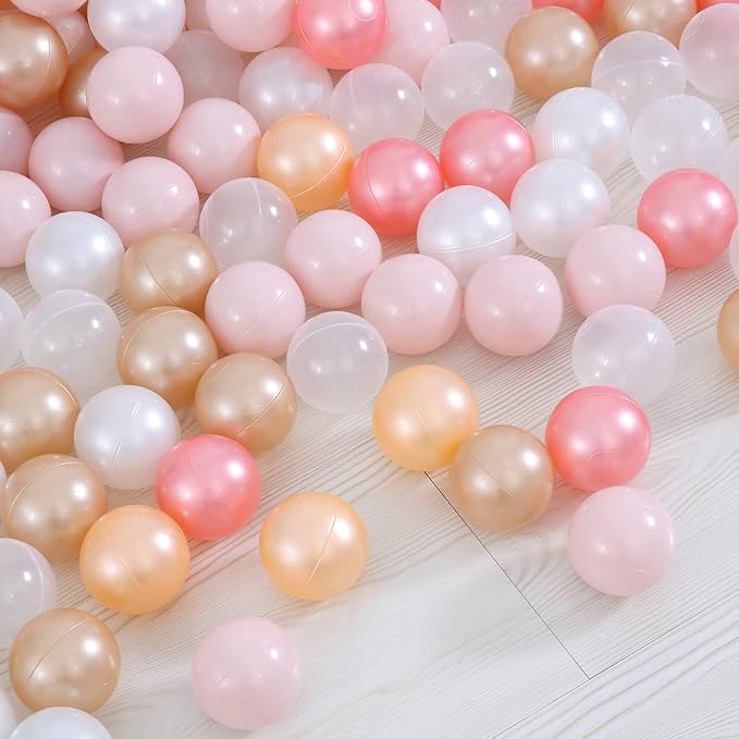 STARBOLO Ball Pit Balls for Toddlers Pack of 100 200 500 - BPA&Phthalate Free Non-Toxic Crush Proof Soft Plastic Balls for 1-5Years Old Toddlers Girl Kids Birthday Pool Playpen Tent Party