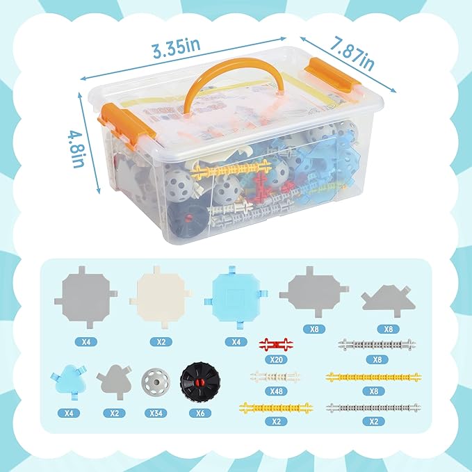160 Pcs STEM Building Toys for Kids,Creative Educational Building Blocks Sets,Engineering Building Kits for 3-5 4-8 5-7 8-12 Year Old Boys & Girls,Learning Toys & Birthday Gift for Toddlers