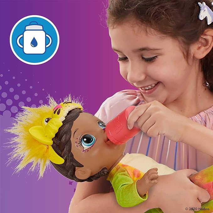 Baby Alive Rainbow Wildcats Doll, Lion, Accessories, Drinks, Wets, Lion Toy for Kids Ages 3 Years and Up, Black Hair