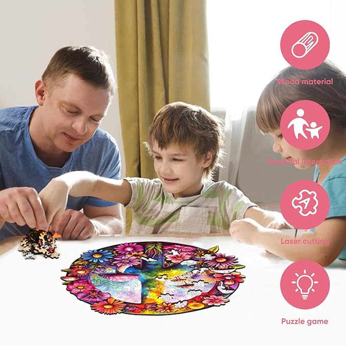 Mys Aurora Wooden Puzzles for Adults 500 Pieces, 5MM Thick Peace Jigsaw Puzzles, Unique Shape for Adults and Kids Birthday Gifts Family Puzzle Game, 16.4 x 15.1 Inches