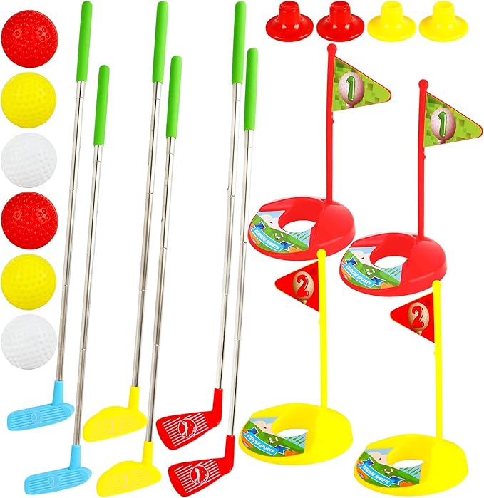 24 Pcs Toddler Golf Set Retractable Golf Clubs for Kids Indoor and Outdoor Sports Christmas Toy for Boys Girls Birthday Gifts, 3 Colors