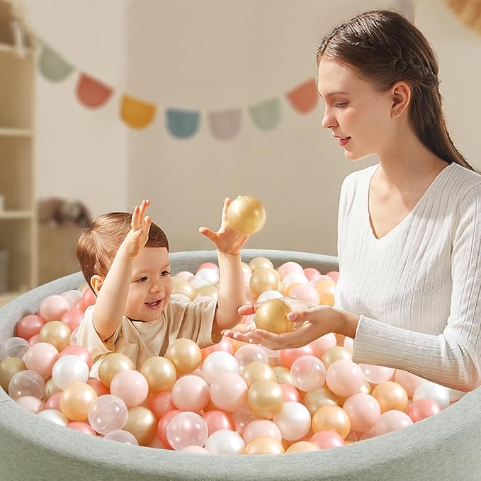 STARBOLO Ball Pit Balls for Toddlers Pack of 100 200 500 - BPA&Phthalate Free Non-Toxic Crush Proof Soft Plastic Balls for 1-5Years Old Toddlers Girl Kids Birthday Pool Playpen Tent Party