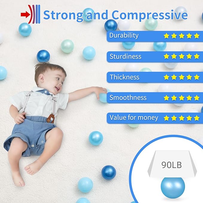 STARBOLO Ball Pit Balls for Toddlers Phthalate Free BPA Free Non-Toxic Crush Proof Play Balls for Toddlers Kids Pool Playhouse Pack of 100 200 500