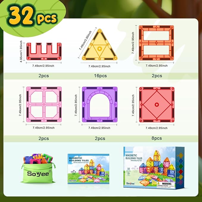 Magnetic Tiles Toddler Toys Magnetic Building Blocks for Kids Ages 3-12 STEM Educational Toys for Girls & Boys Sensory Toys for Kids with Autism Classroom Must Haves Easter Basket Stuffers for Toddler