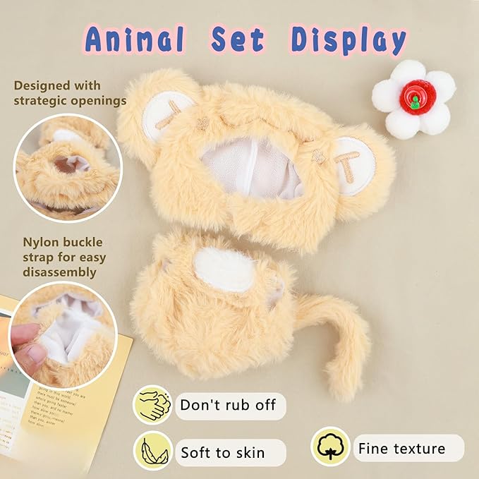 Clothes for labubu 17cm Accessories Suit Cute Clothes for Doll Dress up Animal Style Outfits (NO Doll)（Monkey）