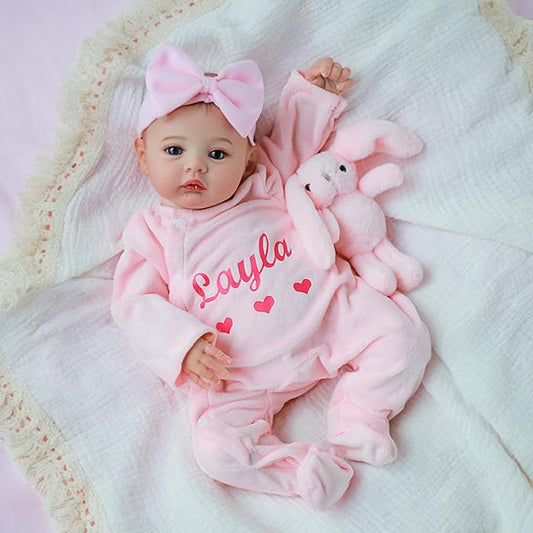 WOOROY Lifelike Reborn Baby Dolls - 18 Inch Real Baby Doll Girl Vinyl Body Realistic Newborn Real Life Baby Dolls with Open Eyes, Handmade Poseable, Gift with Doll Accessories for Kids 3+