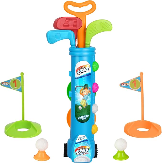Liberry Toddler Golf Set with Cart, Plastic Golf Clubs & Balls for Kids Ages 1 2 3 4 5, Indoor Outdoor Sports Toys Birthday Gift for Boys & Girls