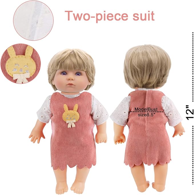 Alive-Baby Doll Clothes and Accessories - 6 Sets for 12 Inch Dolls - Dress, Pajamas, Lovely Outfits for Christmas, Birthday