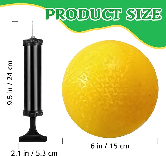 24 Pcs Playground Balls,6 Inch Inflatable Dodge Balls,Sport Bouncy Balls with a Hand Pump,Dodgeball Balls for Indoors Outdoors Ball Games,Gym,School,Camps,Picnic
