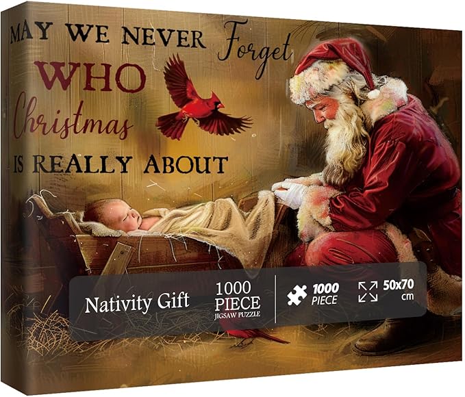 Christmas Jesus Nativity Puzzles for Adults 1000 Pieces, Religious Holiday Santa Claus Jigsaw Puzzles, Art Christian Xmas Puzzles