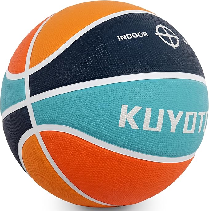 KUYOTQ Kids Youth Adult Size 3/4/5/6/7 (22/25.5/27.5/28.5/29.5") Basketball Premium Rubber or Faux Leather Basketball Indoor Outdoor Basketball for Boys Girls Womens Mens Basketball Gifts (Deflated)