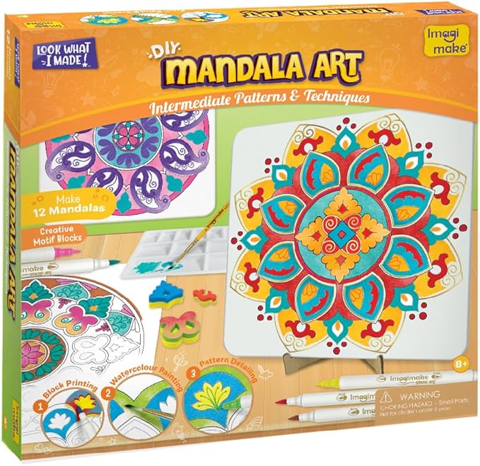 Imagimake Mandala Art Kit | 12 Exciting Kids Activities | Arts and Crafts for Kids Ages 8-12 | Painting Kit for Adults | Easter Crafts | Birthday Gifts for Girls 8,9,10,11,1 2,13,14,15,16 Years Old