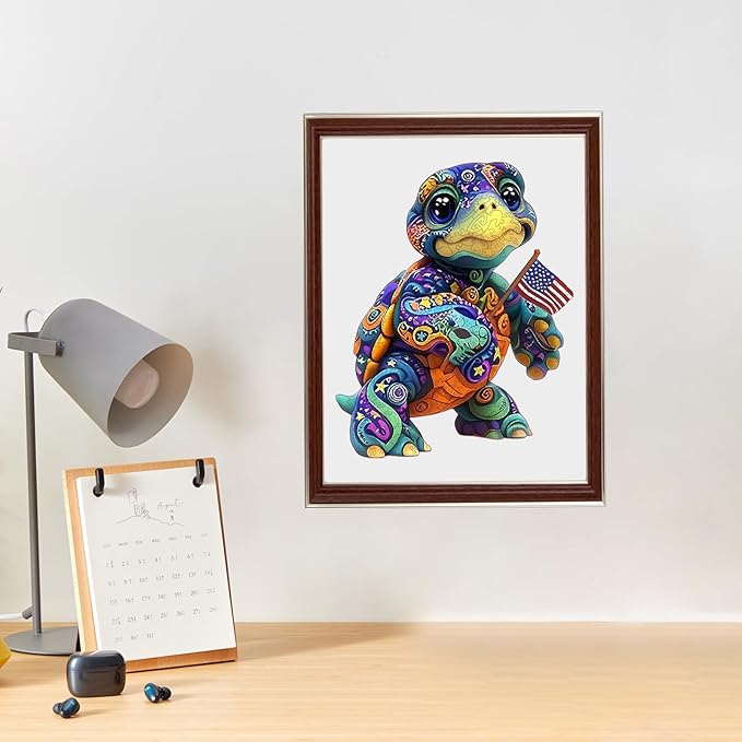 Mocfesk Colorful Ocean Wooden Puzzles, Sea Turtle Jigsaw Puzzles for Adults, Unique Shaped Nature Puzzles for Child, Birthday Gift Home Decor 18.5'' x 14.9''