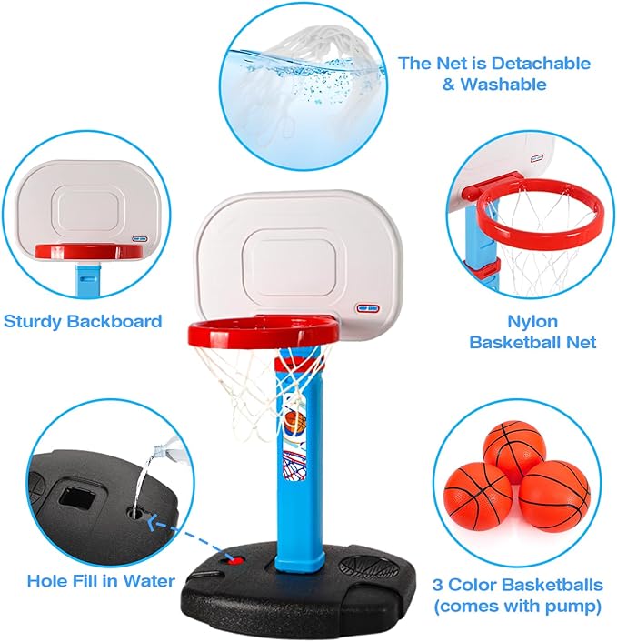 AOKESI Toddler Basketball Hoop Indoor for Age 1-3, Adjustable Kids Basketball Hoops Set, Mini Basketball Goal with Balls Outdoor Sport Poolside Game Birthday Toys Gifts for Baby Boys Girls 2 3 4 5