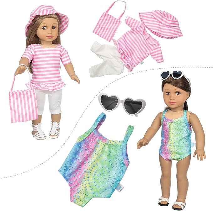 BDDOLL 23 Pcs 18 Inch Girl Doll Clothes and Accessories for 18 Inch Doll Dress with Our Generation Dolls Including 10 Complete Sets of Clothing Outfits