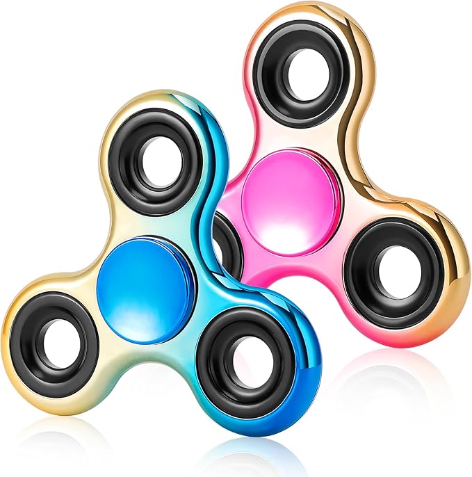 Fidget Spinner 2 Pack, Metal Fidget Spinners Fidget Toys for Adults and Kids, Christmas Party Favors, Stress Relief Hand Spinner, Autism Finger Spinner Focus Toy(Rose Gold&Blue Gold)