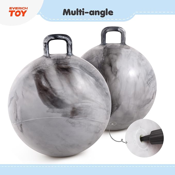 EVERICH TOY Hopper Ball for Kids, 18In Ride On Bouncy Ball with Handle, Grey Clouds Boys Girls Toys for Indoor Outdoor Active Play Toys, Best Christmas Boys Girls Gifts for 4 5 6 7 8 Yr Old