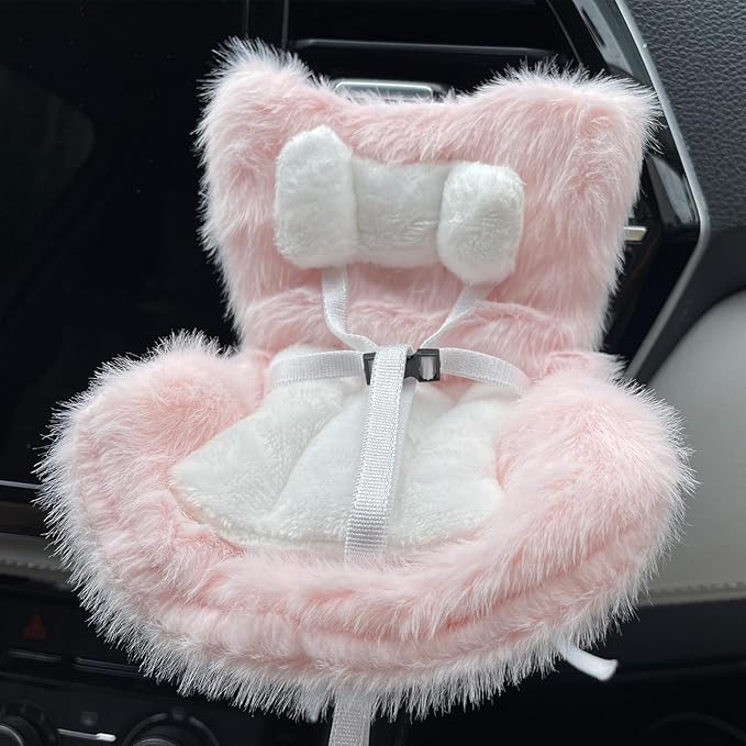 Ezcora Accessories for 10-17cm Dolls, Doll Car Seat with Clip onto Car Air Vent, Includes Seat Leg for Desktop Display (Pink)