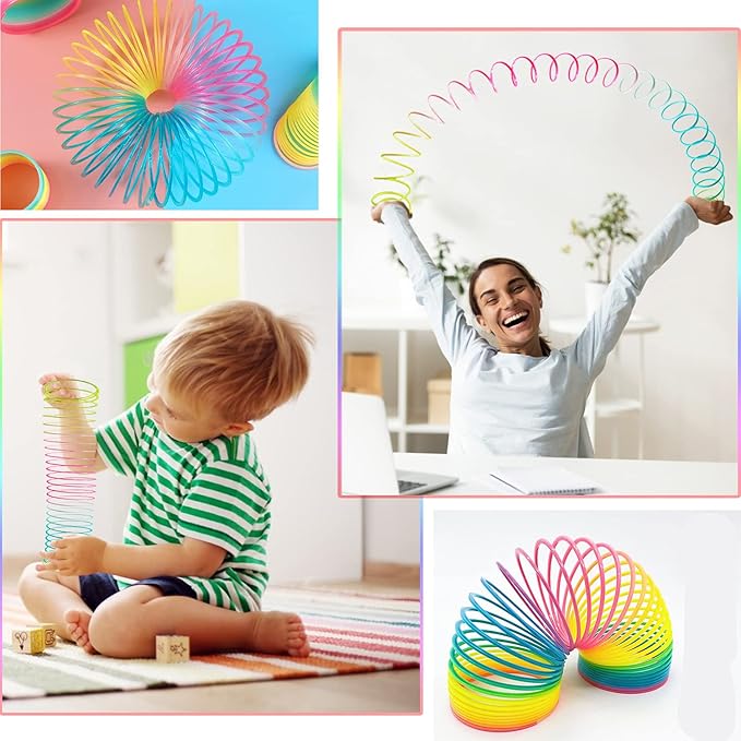 Rainbow Coil Magic Spring Toy,Colorful Rainbow Neon Plastic Spring Toy Party Supplies for Boys Girls Gift Toys,Easter,Halloween 4 x 4 inch