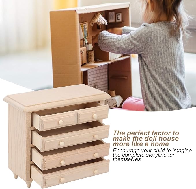 1:12 Wooden Table Square 8 Button Dollhouse Movement Cabinet Sleeping Cabinet Mini Furniture Solid Wood Miniature Model Beautiful Color Kit Handcraft DIY Model Gift Supplies Accessories