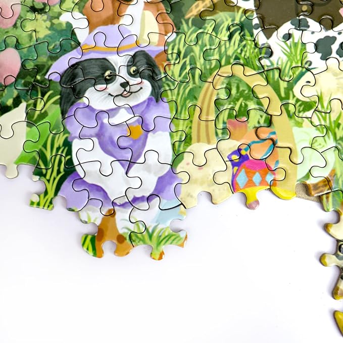 500 Piece Puzzles for Adults - Easter Dog Bunny Ears & Egg Designs Themed - Challenging Puzzle for Game Nights Spring Holiday Family Party Decoration