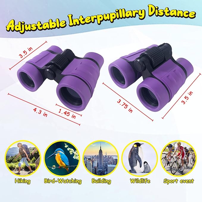 ESSENSON Binoculars for Kids Toys Gifts for Age 3-12 Years Old Boys Girls Kids Telescope Outdoor Toys for Sports and Outside Play Hiking, Bird Watching, Travel, Camping, Birthday Presents (Purple)