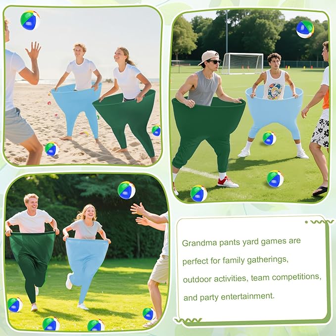 Green Granny Pant Yard Game Set 2PCS Color Mixing Big Granny Pants Outdoor Game Baby Blue with 8 Bouncy Balls and 1 Air Pump (Random Colors) Big Pants Outdoor Games for Adults and Family