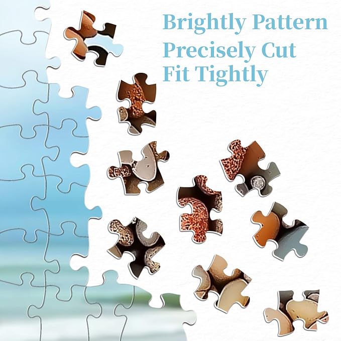 PICKFORU Funny Dog Jigsaw Puzzles 1000 Pieces for Adults, Summer Beach Guardian Dog Puzzle Cute, Interesting Seaside Stone Puppy Theme as Home Decor