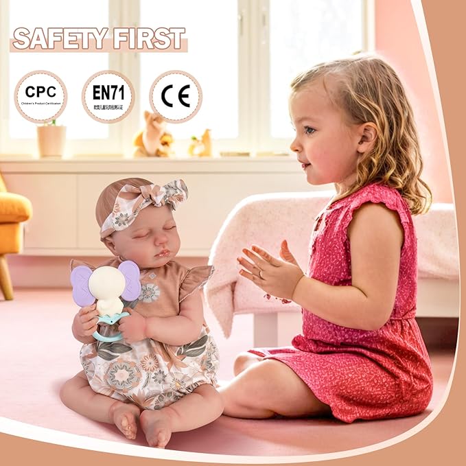 Aori Lifelike Reborn Baby Dolls - Realistic 20-Inch Newborn Real Life Baby Girl Doll with Poseable Limbs and Feeding Kit, Set for Kids 3+