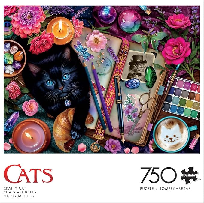 Buffalo Games – 750 Piece Cats Crafty Cats Colorful Puzzle for Adults – Precision-Cut Pieces, Beautiful Artwork, and Hours of Relaxing Fun