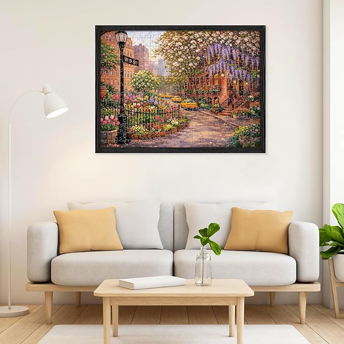 300 Piece Puzzle for Adults, New York Spring Street 300 Piece Puzzle, Vibrant City Blooms & Classic Yellow Taxis Jigsaw Puzzle, Perfect for Family Game Night, Home Wall Decor, Great Gift for Adults