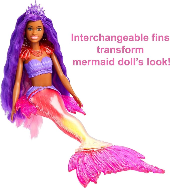 Barbie Mermaid Power Doll Set, Barbie "Brooklyn" Fashion Doll with Phoenix Pet & Accessories, Mermaid Toy with Interchangeable Fins