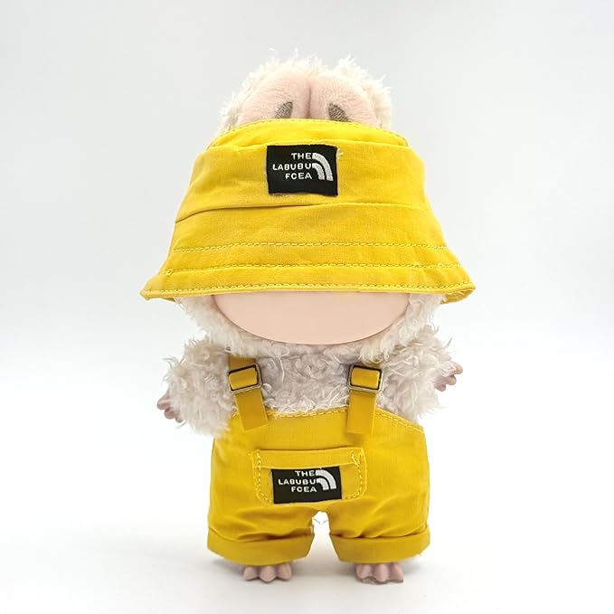 Clothes for Labubu (NO Doll) 17 cm/6.7inch Doll for Labubu Clothes Labubu Accessories Overalls Hat Glasses Dress up Stylish Outdoor Cute for Labubu Outfits (D)