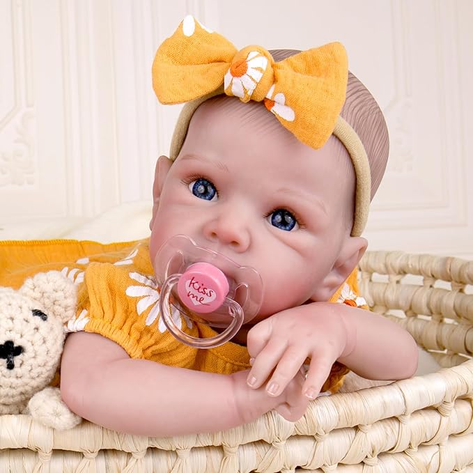 Aori Reborn Baby Doll Realistic Girl 20 inches - Soft Cloth Body and Vinyl Limbs, Lifelike Newborn Baby Dolls for Kids Imaginative Play, Emotional Comfort for The Elderly