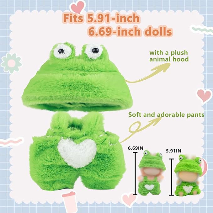 Clothes for labubu 17cm Accessories Suit Cute Clothes for Doll Dress up Animal Style Outfits (NO Doll)(Frog)