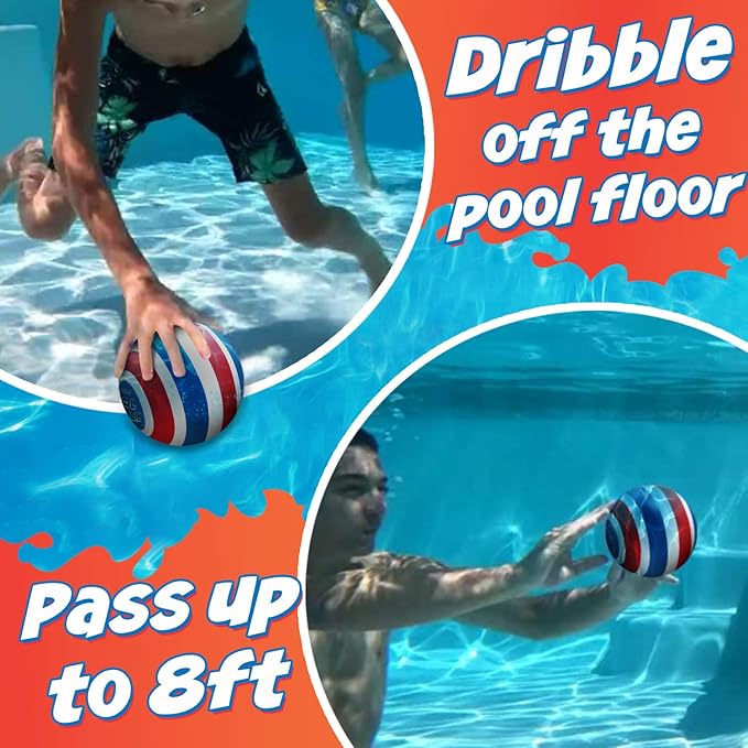 Activ Life Ultimate Pool Ball - Water-Fillable Underwater Ball - Passing, Dribbling & Diving - Fun Swimming Pool Toys for Kids & Adults - Summer Gifts & Beach Games for Family - Blue/Red, 6"