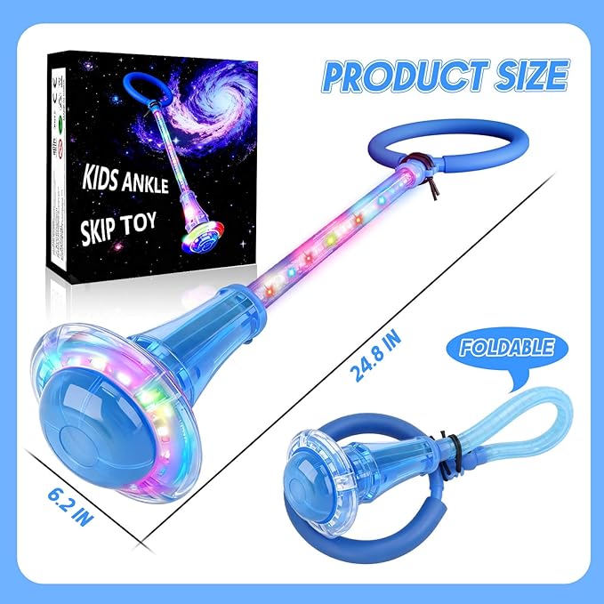 Dolanus Skip Toys for 5-12 Year Old Kids, Girls Birthday Gifts for Age 5 6 7 8 9 10 11 12, Outdoor Outside Sports Games, Girls Toys Age 6-8 8-13, Portable Colorful Flash Wheel Swing Ball (Blue)