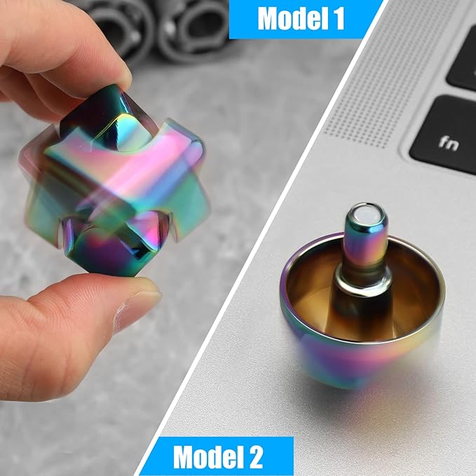Infinity Gear Fidget Cube Spinner for Kid Adult, Transformable Spinning Top Metallic Fidget Toys for Anti-Anxiety Stress Relief Autism Finger Hand Spinner, 2-in-1 Cube Toy for Desk Office Classroom