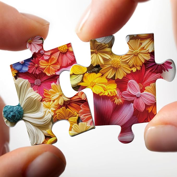 Colorful Butterfly Wings Puzzles for Adults 1000 Pieces, Aesthetic Pretty Flower Plant Jigsaw Puzzle, Art Challenging Floral Wildflower Pages Embroidery Puzzle