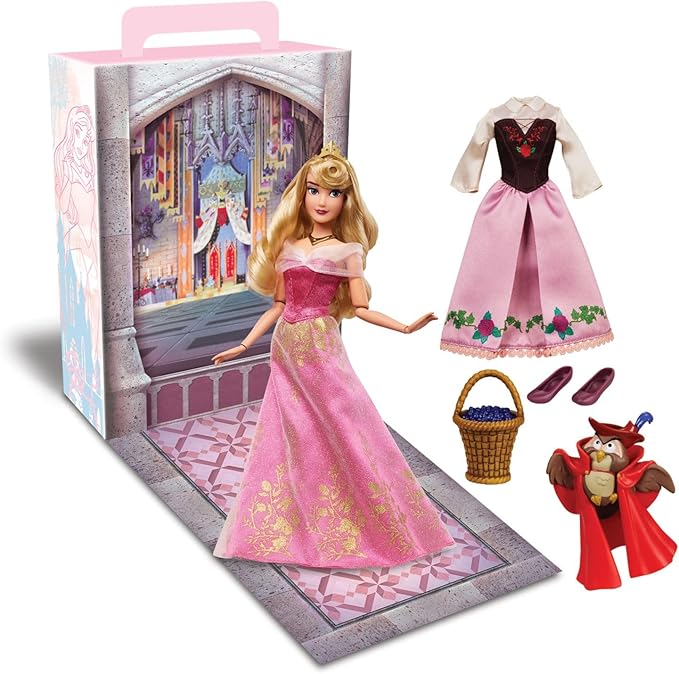 Disney Store Official Aurora Story Doll - 11 Inches - Includes Coloring Book and Additional Dress, Princess Doll in Classic Outfit, Disney Princess Toys for Girls