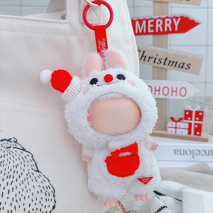 Christmas Clothes for Lu bubu 17cm Dolls(No Doll) Accessories,, Stylish Kawaii Festive Christmas Snowman Outfit Set 2 Pieces Suitable for 17cm Doll , Xmas Doll Clothing Set Replacement White